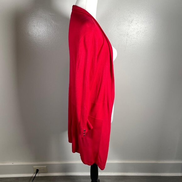 Premise Studio Red Shawl Neck Open Front 3/4 Sleeve Cardigan Sweater S - Picture 9 of 12